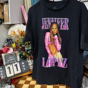 Jennifer Lopez JLO Signature Neon Poster Dance Pop Tee L